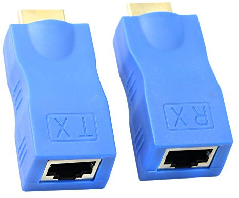 Rallonge HDMI vers RJ45 - Convertisseur de câble réseau | Over Cat 5e /6 Rallonge 1080p jusqu'à 30 m pour HDTV PS4 STB, câble en cuivre pur Cat 5e/6 non compatible HDCP