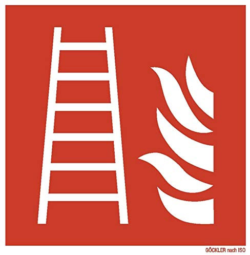 Feuerleiter Rettungsleiter Symbol Schild Brandschutzzeichen 15x15 Folie von MBS-FIRE®