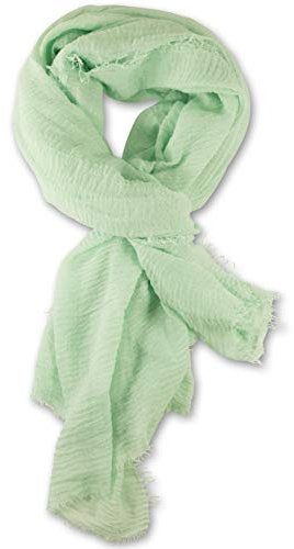 fashionchimp BASIC-Schal für Damen mit weichem Fransensaum, Tuch in leichter Qualität mit Baumwolle, einfarbig (Mintgrün)