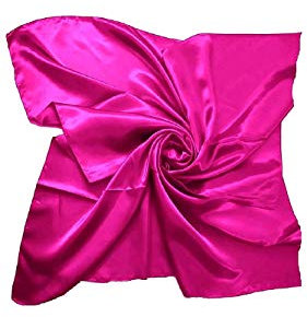 Sciarpa in seta satinata, tinta unita, grande, quadrata, tinta unita, 90 x 90 cm Fucsia 90