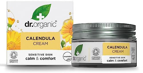 Dr Organic Ringelblumen Creme, Duftstofffrei, Empfindliche Haut, Natürlich, Vegan, Tierversuchsfrei, Paraben- & SLS-frei, Plastikfrei, Recycelt & Recyclebar, Zertifiziert Bio, 50ml