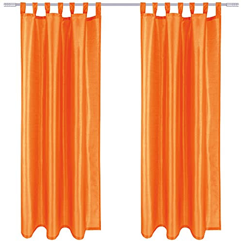 Bestlivings Blickdichte Gardine Alessia 2er Pack in Orange mit Schlaufen Gr. 140x245cm (BxL), in vielen Größen und Farben