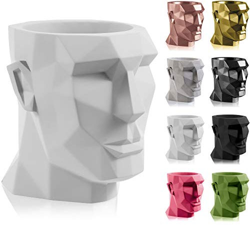 CONCRETTE Vaso da fiori in calcestruzzo Apollo, Ø 24 cm, bianco opaco, per piante in cemento, realizzato a mano nell'Unione Europea