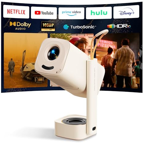Vidéoprojecteur Portable YABER T1 Pro2 1080P FHD et HDR, Vidéoprojecteur WiFi Bluetooth avec Dolby Audio, Ajustement Automatique, Applications Intégrées, Home Cinéma pour USB/HDMI