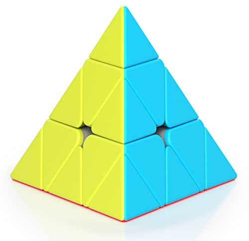 ROXENDA Pyramid Speed Cube Original Triangle Pyraminx Puzzle Cube; Super-Durable Smooth with Vivid Colors - Easy to Turn (Stickerless)