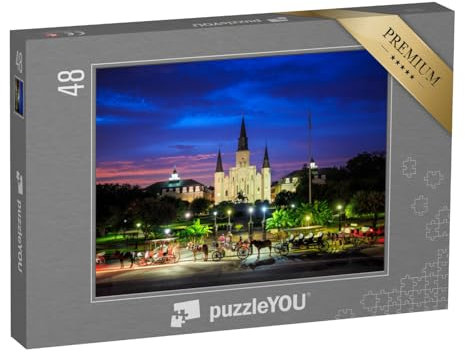 puzzleYOU: Puzzle 48 Teile „Saint Louis Cathedral und Jackson Square in New Orleans, Louisiana“ – aus der Puzzle-Kollektion New Orleans