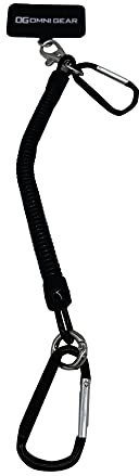 Drop Stop Mobile Phone Tether for Drop Damage and Theft Protection - Universal Phone Lanyard with Carabiners for Secure Vest Attachment - Tablet and Phone Carrier for Daily Activities (Black)