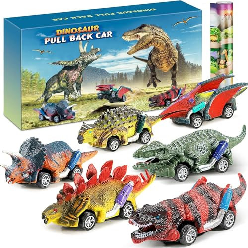 Jojoin Dinosaurier - 6Pcs Auto Dino Spielzeug mit Spielmatte - Auto Dinosaurier Spielzeug ab 2 3 4 Jahre | Ostern Kinderspielzeug ab 3 Jahre Jungen Mädchen Geschenke Spielzeugauto Kinder