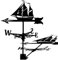 Wetterfahne aus Edelstahl, Segelboot, Schiff, Wetterfahne, Schwarze Sprühfarbe, Windfahne, Außenschuppen, Eisenhof, Dach, Scheunen, Dekoration, Hof, der die Windrichtung anzeigt, Messwerkzeug