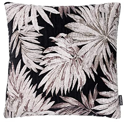 Proflax Kissenhülle Kissenbezug Samt Botero Schwarz Leinen 45x45 cm 40x60 cm 60x60 cm Palmblätter (40 x 40 cm)