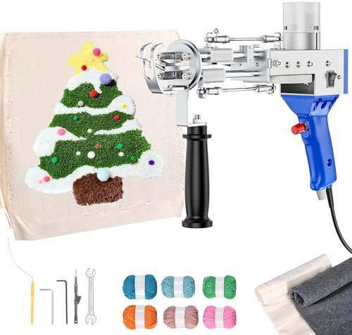 Aomdom Tufting Gun, 5-40 Steps/S Tufting Gun Cut and Loop 7-21 mm Teppich Tufting Kit Elektrische Tufting Gun Teppich Beflockung Teppich Home DIY Tools (Anzug)