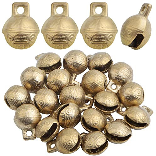 KMOSPAD 20 ciondoli vintage in bronzo a forma di campanellino, in ottone tibetano, campane indiane di medie dimensioni, per collari di cani e animali domestici, decorazione per porte di casa, Ottone