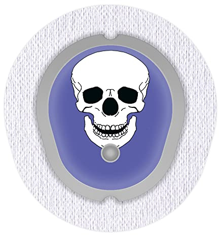 Aufkleber Sticker für Dexcom G7 Sensor 2x Totenkopf myDili Diabetes-Zubehör Farbe blau