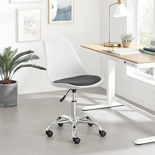 Furniturebox UK Office Chair - Oslo White and Grey Chair for Home Office Desk & Gaming - Premium Desk Chair - Modern Scandi Laid Back Stylish White and Grey Chair - Adjustable Height - Wheels