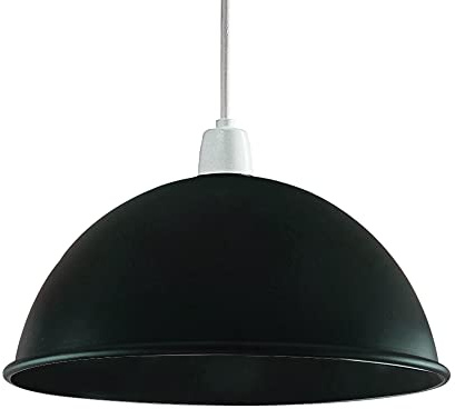 LEDSone Retro Industrial Ceiling Light Shades, Rustic Metal Dome Easy Fit Shades for Replacement Pendant Lighting Wall Lamps Table Lamps Bedroom, Kitchen, Office, Living Room (Black, 21cm), (DSEF30)