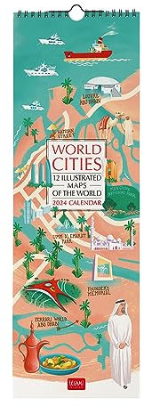 Legami - Wandkalender 2024, 12 Monate und Jahresplaner 2025, Platz für Notizen und Notizen, Wochennummer, Sternzeichen und internationale Feiertage, Einzelzellophanatur, 16 x 49 cm