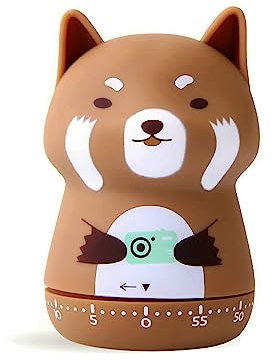 NUOSWEK Mechanischer Küchentimer, niedlicher Tier-Timer für Kinder, aufziehbar, 60 Minuten, manueller Countdown-Timer für Klassenzimmer, Zuhause, Studium und Kochen (brauner kleiner Panda)