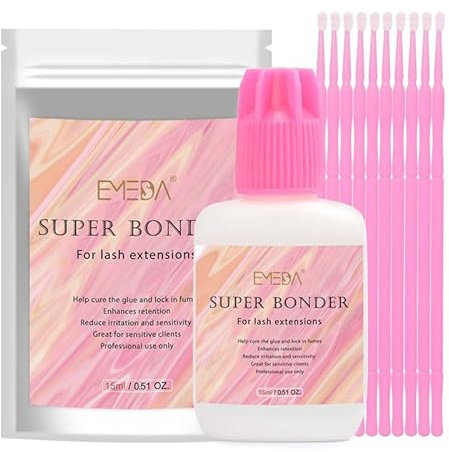 EMEDA Sensitive Lash Extension Glue bonder Fast Drying Strong Hold Eyelash Glue Waterproof Lash Glue bonder for Eyelash Extensions Long Lasting Retention 6-7 Weeks