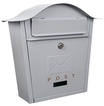 Assorted Collections Wandbriefkasten, ideal zum Sichern von Briefen und Paketen – wasserdicht und langlebig mit stilvollem abschließbarem Design (grau)