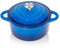 Nilpferd Gusseisen Topf Bratentopf Schmortopf Brotbacktopf mit Deckel und Griffen 22cm/3l Rund Blau Emaille Bräter mit Deckel Backofengeeignet Induktion zum Braten Schmoren Kochen