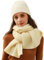 Damen Winter Strickmütze Schal Set Leopard Beanie Mütze Nackenwärmer Skimütze, Beige, EinheitsgröÃŸe