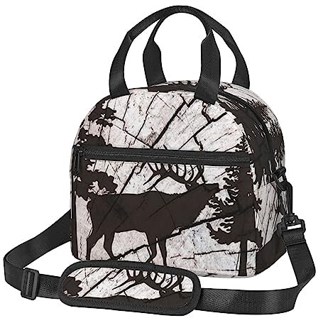 JCAKES Wilder Elch Schwarz Streifen Handliche Messenger Isolierte Mittagessen Tasche Wiederverwendbare Mittagessen Tasche Lebensmittel Lagerung Lebensmittel Tasche Mahlzeit Halter Isolierte Tasche