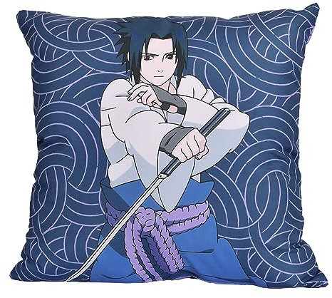 Elbenwald Naruto Kissen mit Sasuke Motiv für Anime Fans Herren Damen Unisex 40 x 40 cm lila