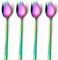 Lot de 4 fourchettes colorées Longueur 19 cm En acier inoxydable 2 en 1 Fourchette à soupe Fourchette à salade Cuillère à pâtes - Cuillère multifonction pour le camping familial et les