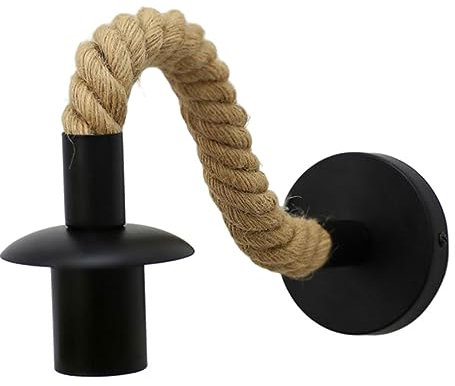 Banziaju Wall lightVintage Support de lumière Murale Corde de Chanvre Appliques industrielles Pied de Lampe pour Couloir (sans Ampoule) 28x10 cm