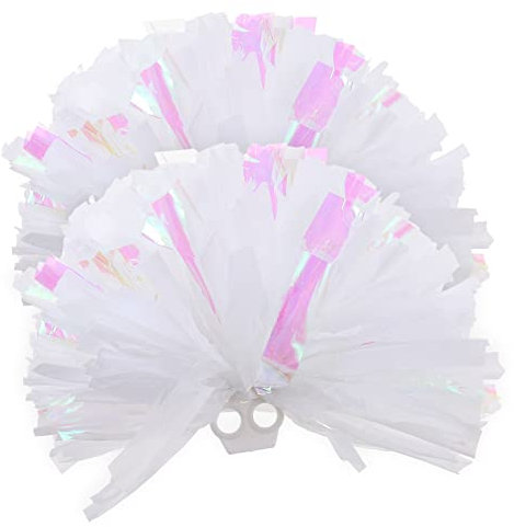 Sosoport 8 STK Cheerleader Hand Blumen Ball Metallische Cheerleader-Pompons Megaphon Jubeln Team Pompons Matte Pompons Bommel Pompons Masse Cheer Leader Pom Poms Foto Säule Sport Weiß