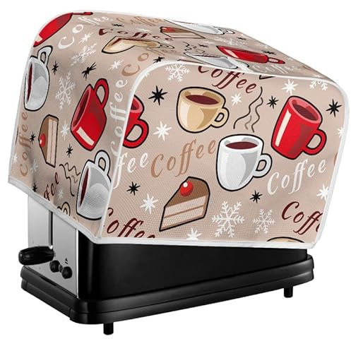 Kuiaobaty Coffee Cake Pattern Kitchen Toaster Cover for 2/4 Slice, Bread Machine Dust Protection