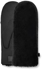 UGG Damen Exposed Sheepskin Mitten, Schwarz, Small / Medium