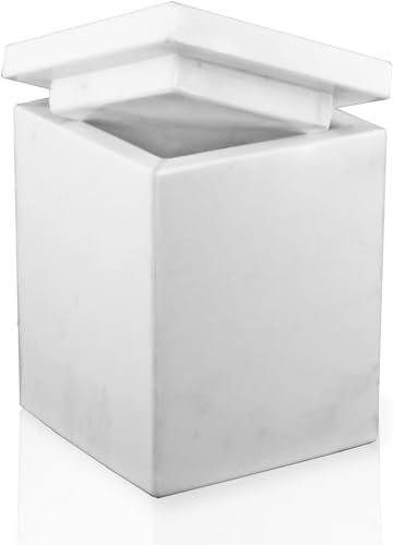 WORHE Recipiente de mármol para bastoncillos de algodón con tapa, almacenamiento para baño y tocador, para guardar esponjas de maquillaje y bastoncillos de algodón, color blanco (DLW201)