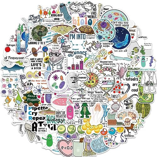 100Pcs Biology Laboratory Stickers Laptop Car Scrapbook Phone Skateboard Suitcase Luggage Bike Science Stickers Vinyl Waterproof Aesthetic Personalised Stickers for Teens Boys Girls Adults Children