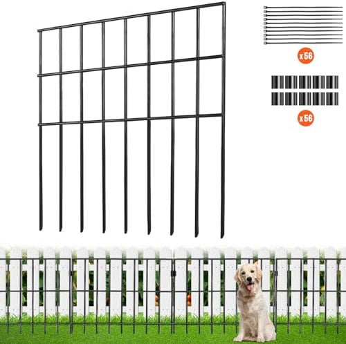 VEVOR 28x Dekorativer Gartenzaun 44x33cm Metallzaun aus Kohlenstoffstahl Steckzaun 3,81cm Spike-Abstand Hundezaun Gitterzaun Beetzaun Zaun Metall Zaunelementen inkl. Befestigungsmaterial