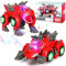 Highttoy Dinosaur Toys for 3-7 Year Old Boys Girls,Automatic Transforming Dino Car with Flashing Lights and Music Electric Transformable Dinosaur Car Toy Gifts for Kids