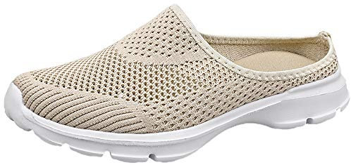 Sisttke Hausschuhe Damen Herren Clogs Slip On Pantoffeln Sommer Outdoor Atmungsaktiv Bequeme Gartenschuhe rutschfest Schlupfschuhe Sabots,Beige-HH,40 EU