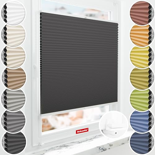 Schuette® Wabenplissee ohne Bohren ● Blackout x Honey ● Starry Night (Schwarz) ● 105x150cm (Breite x Höhe) ● Suprafix Klemmhalter X ● 60 Sekunden Montage