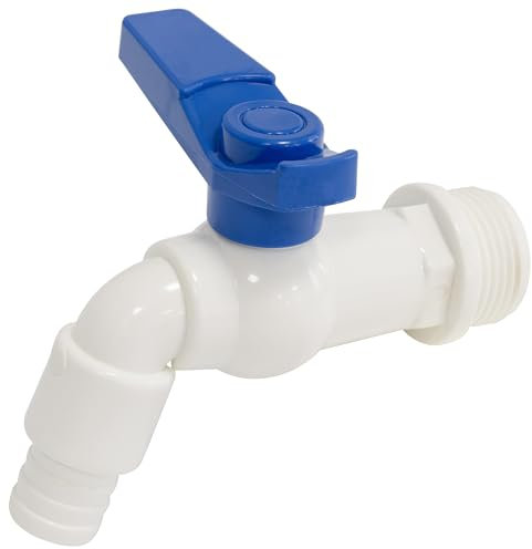 Aerzetix - C73881 - Rubinetto per irrigazione Filettatura Maschio 3/4'' per Tubo Giardino 1/2 - derivazione Adattatore connettore Esterno Pulizia - in plastica - Colore Bianco e Blu