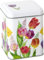 IHR Tulip Garden - Retro/Vintage Style Square Lid 100 g Tea Caddy/Kitchen Storage Tin - Multi-coloured - 10 cm