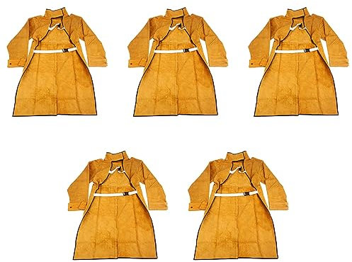 Wosieue 5piezas el 120cm Delantal de Soldadura Ropa Protectora de Soldador de Larga Ignífuga Partido Resistente Al Fuego