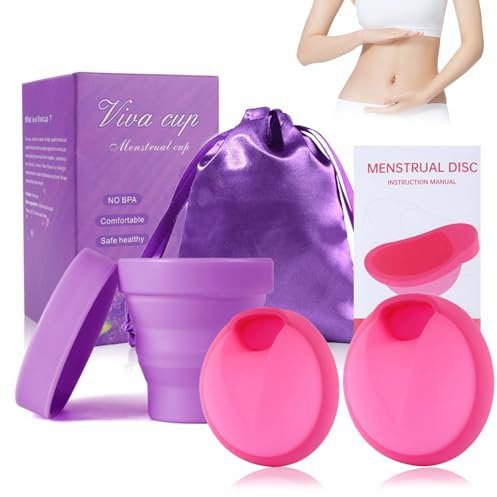 Disco Mestruale,Coppetta Mestruale Morbida, Riutilizzabile Menstrual Cup, Pieghevole Coppette Mestruali, Adatto per Periodi Facili e Forti, Sicuro per Gli Sport, Nuoto