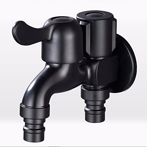 Válvula de ángulo, grifo de doble salida, uno en dos, grifo exterior doble, grifo doble de latón for lavavajillas y lavadora, grifo doble con válvula de salida, válvula de ángulo de control doble for