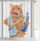 VTOBON Duschvorhang Lustiger, Duschvorhang Lustige Witzige Katze, Wasserdicht, Dekorstoff, Duschvorhänge Niedliche Badende Gelbe Katzen, Duschvorhang Kinder, Mit 12 Haken, 180 x 200 cm