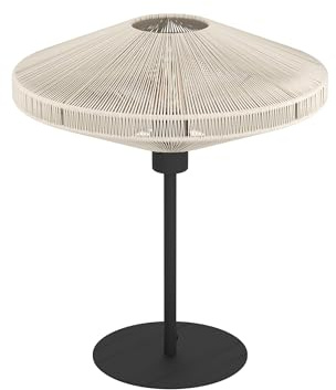 Eglo Bedside lamp Midsumer, Table Light in Japanese Style | room decoration for bedroom, fixture Japanese, metal black and textile cream, E27 socket, Ø 38 cm