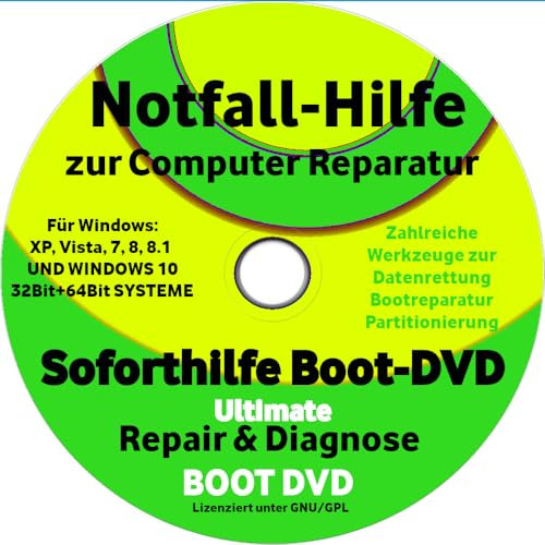 PC Notfall Reparatur Datenrettung Sicherung boot CD DVD für WINDOWS XP 7 8 10