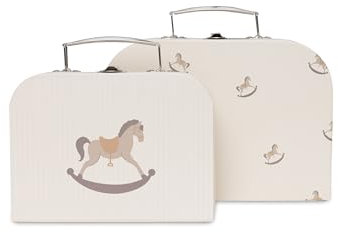Jollein Spielkoffer Set - Nostalgic Ride - 2er Pack - 1 Größeren Koffer, 1 Kleineren Koffer - Schaukelpferden