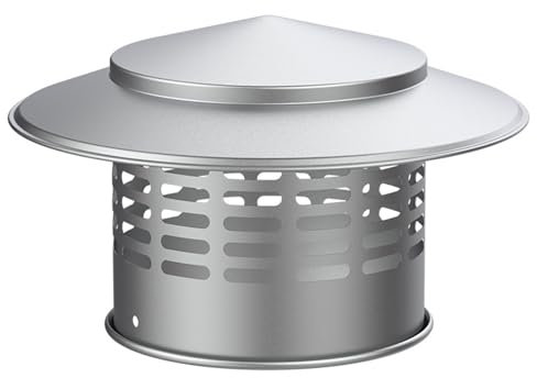 110mm Chimney Cap, Stainless Steel Vent Cover Windproof Roof Exhaust Pipe Vent Mesh Protector Cap, Roof Flue Cowl with Bird Guard, Metal Rain Snow Hat for Chimney