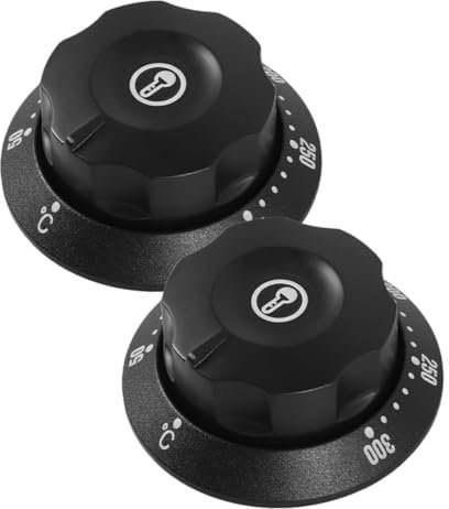 Amosfun 2 Piezas Tapa de la del termostato de control de la estufa de gas de control para termostato botón de temperatura del horno el plastico Black