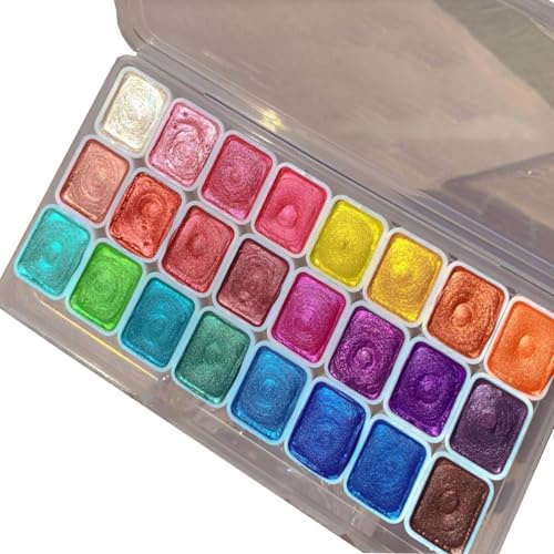 Ysaca Verschiebendes Aquarellfarben-Set, Metallic-Aquarellfarben-Set, Glitzer-Aquarellfarben mit kompakter Palette, Farbwechsel- und Schimmer-Effekte, für Anfänger, Künstler (C)